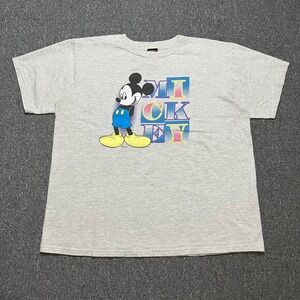 Vintage Mickey Unlimited 1X Heather Gray Disney Graphic T-Shirt Short Sleeve